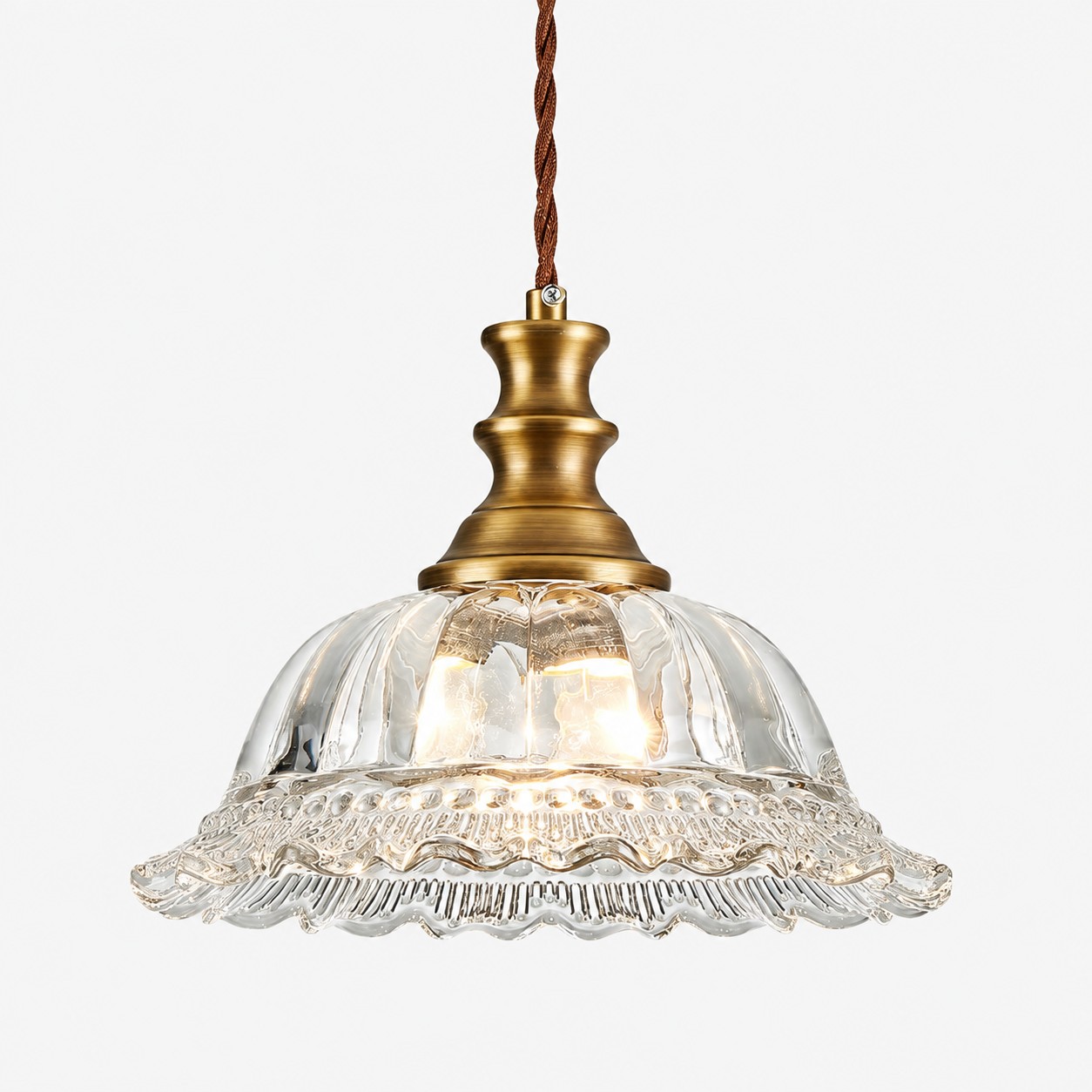 Vintage Fluted Glass Pendant Light for Kitchen & Dining van Hozodesign