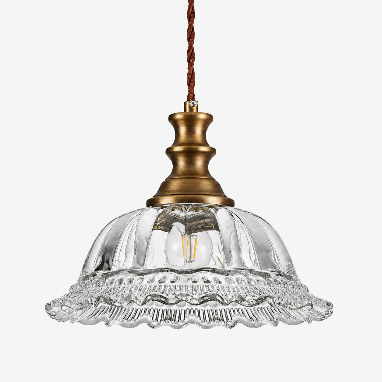 Vintage Fluted Glass Pendant Light for Kitchen & Dining by Hozodesign