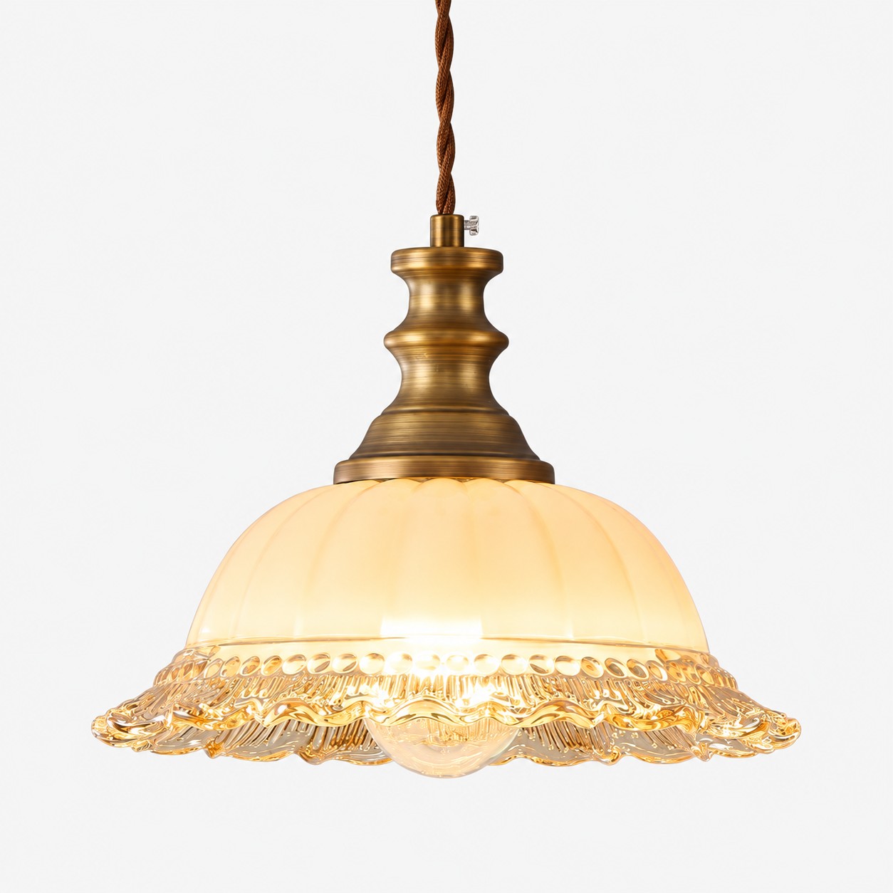 Vintage Fluted Glass Pendant Light for Kitchen & Dining van Hozodesign