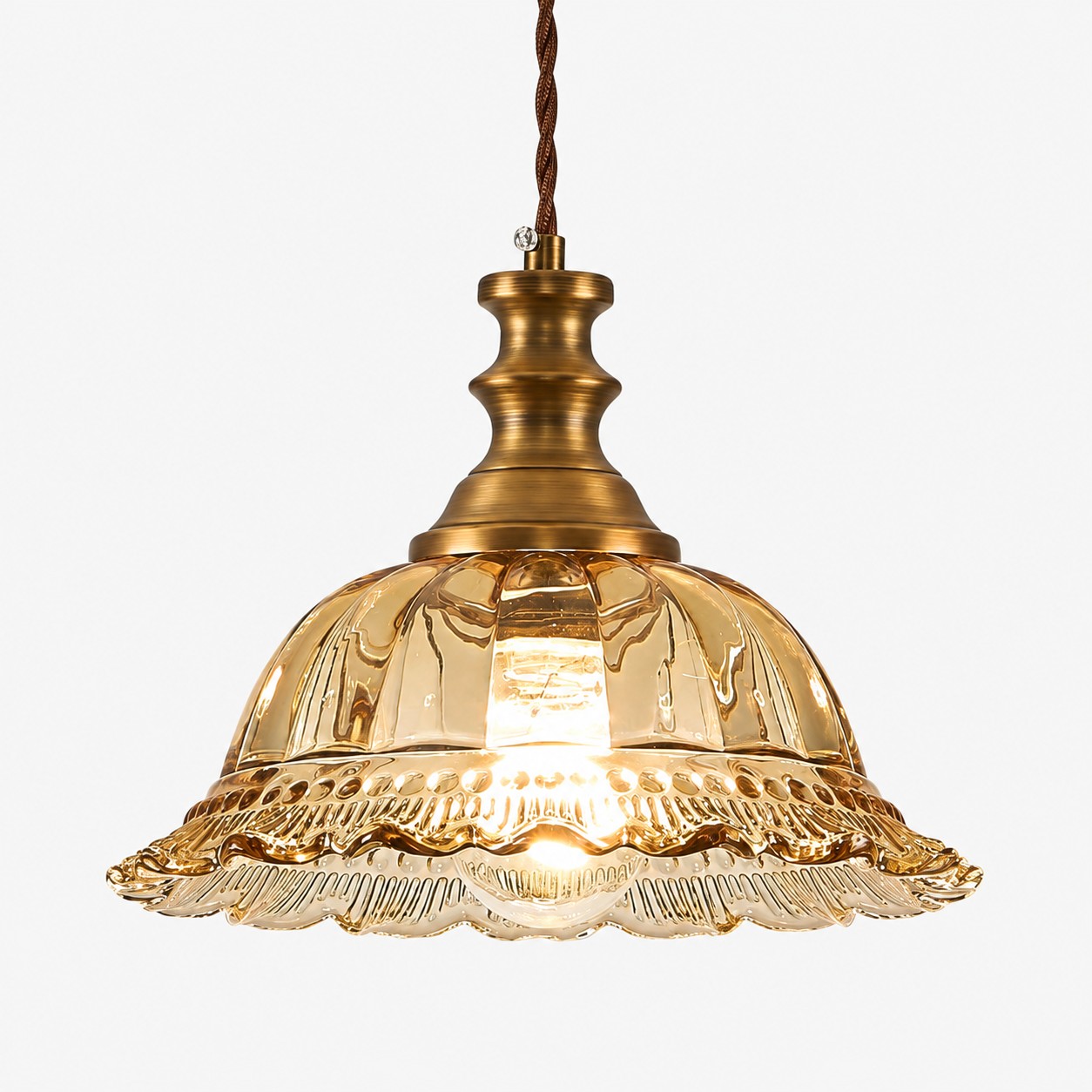 Vintage Fluted Glass Pendant Light for Kitchen & Dining van Hozodesign