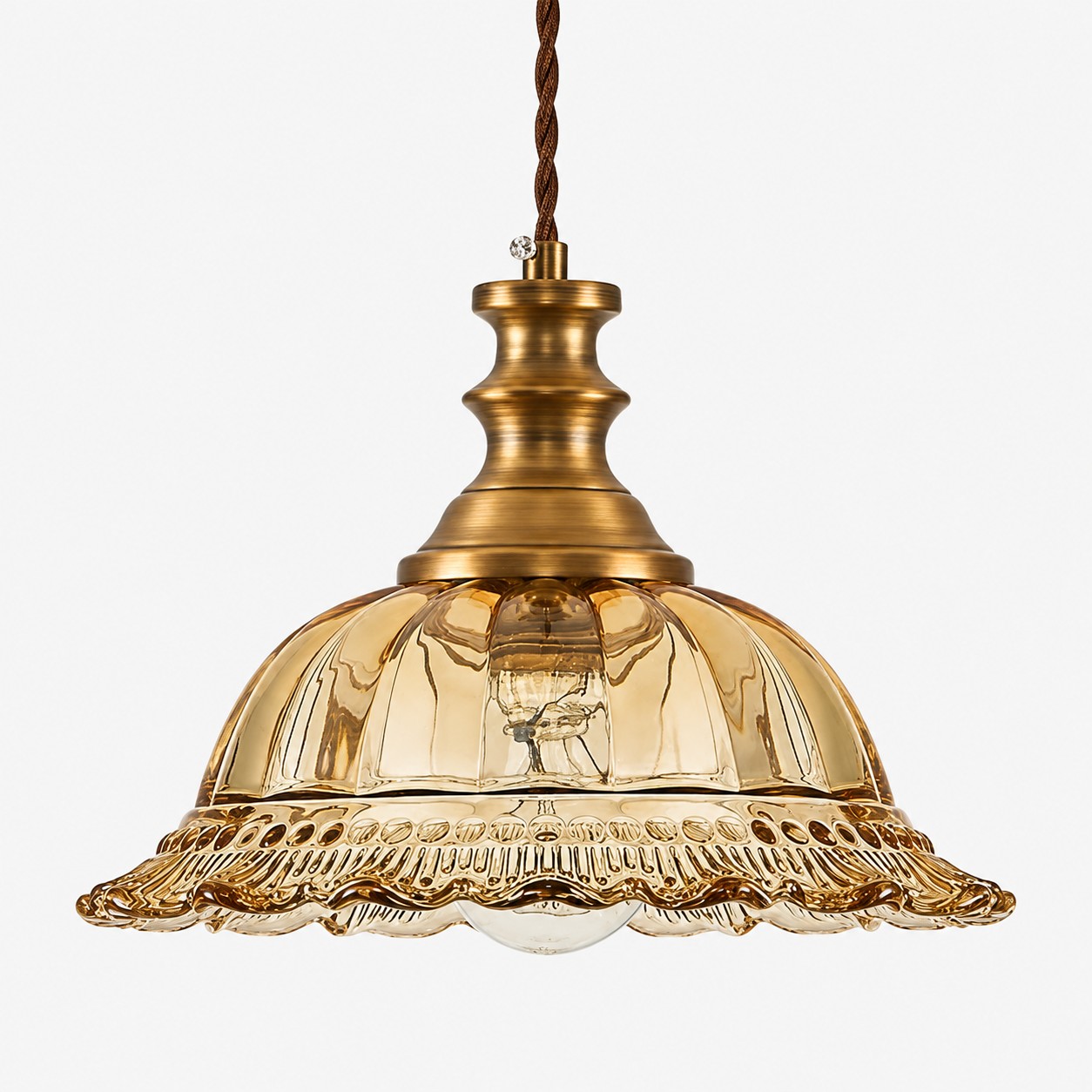Vintage Fluted Glass Pendant Light for Kitchen & Dining van Hozodesign