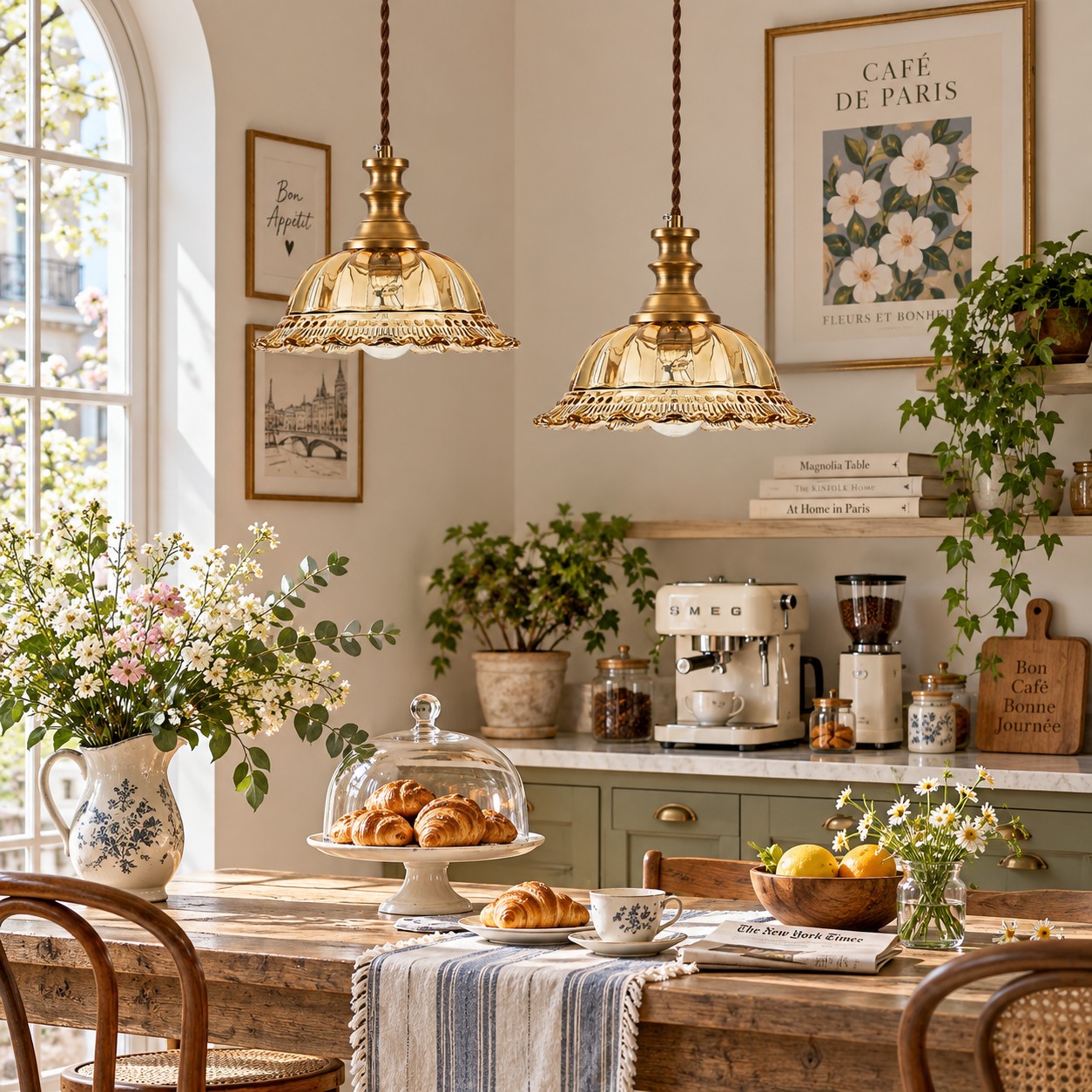Vintage Fluted Glass Pendant Light for Kitchen & Dining van Hozodesign